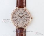 DM Factory Piaget Altiplano Diamond Paved Dial Rose Gold Case Leather Strap 38 MM 9015 Watch